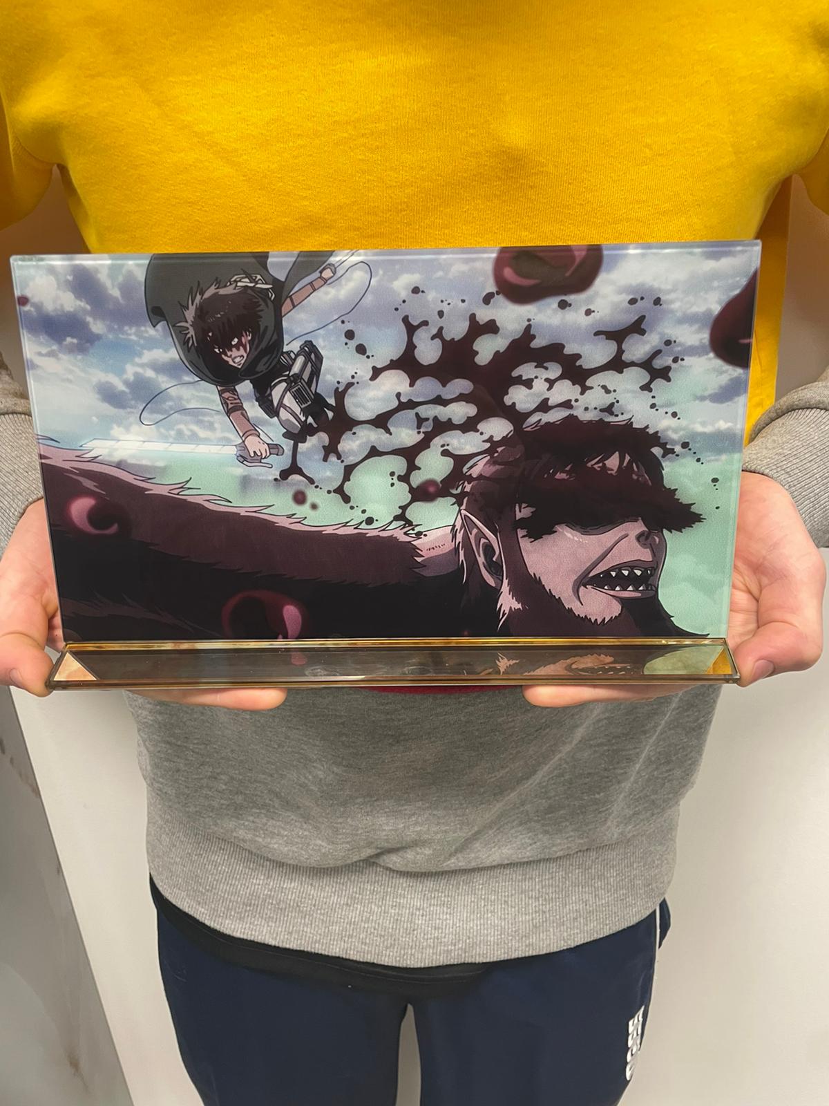 APPLE GLASS ART© - QUADRO IN VETRO - ATTACCO DEI GIGANTI