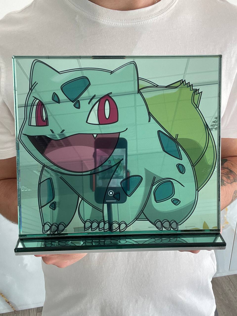 APPLE GLASS ART© - SPECCHIO - BULBASAUR